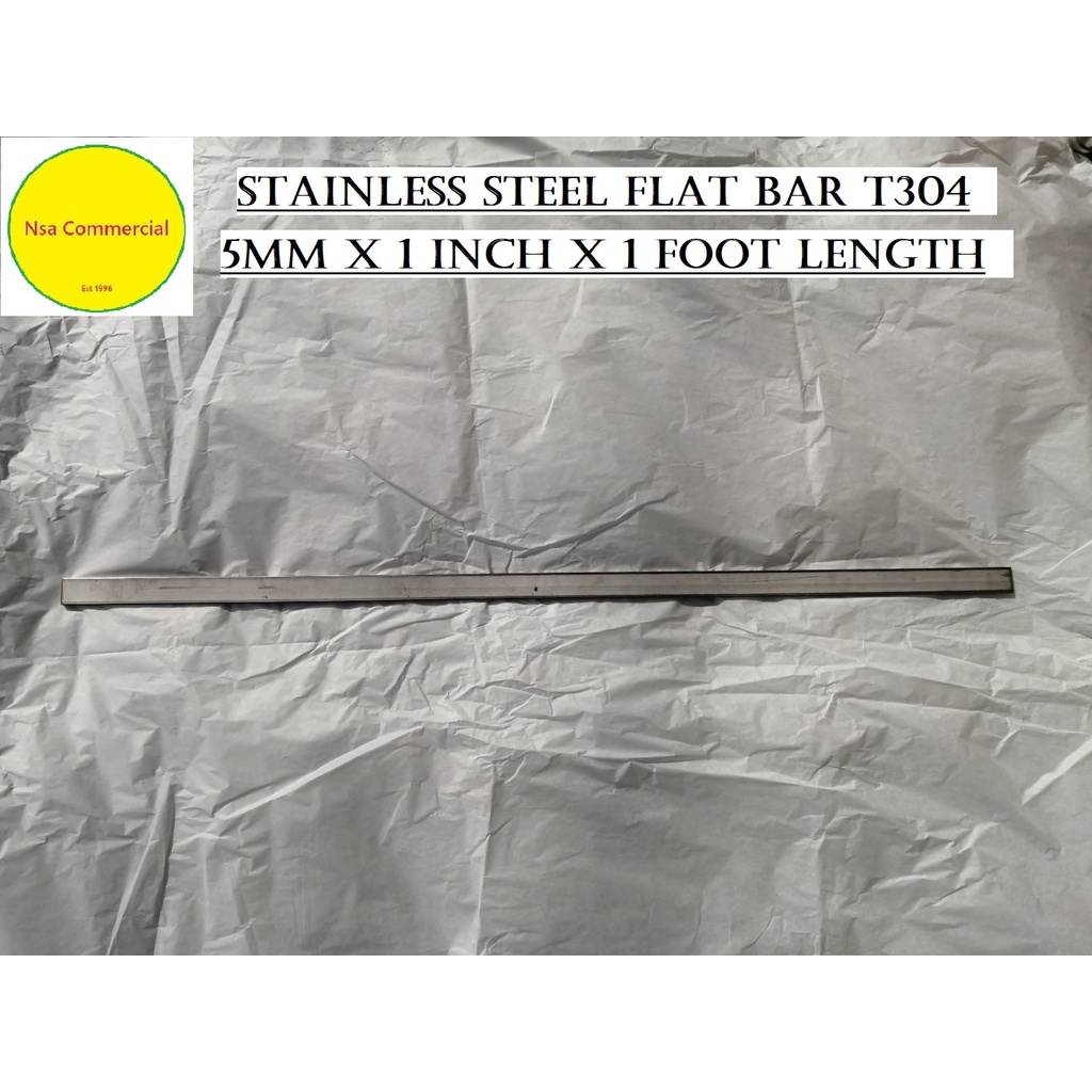 Stainless Steel Flat Bar 5mm x 1 inch x 1 FOOT Length T304 (Mill Finish