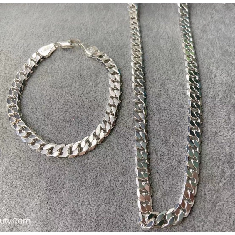 925 Silver Big Chain Necklace And Bracelet In1 for men Shopee Philippines
