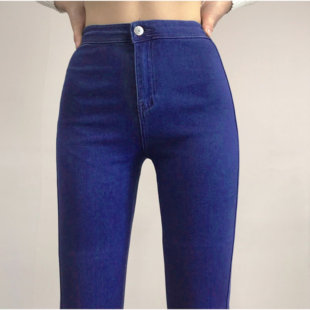 Women High Waist Jeans Korean Fashion Stretched Skinny | Shopee Philippines