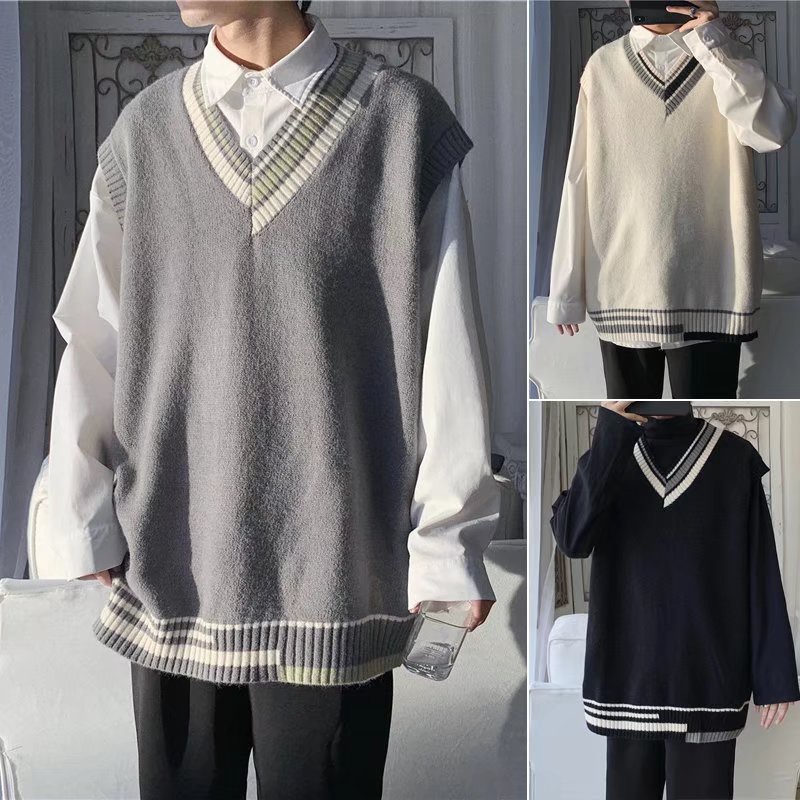 [Unisex] COD Korean version of the trend vest loose retro men's fashion ...