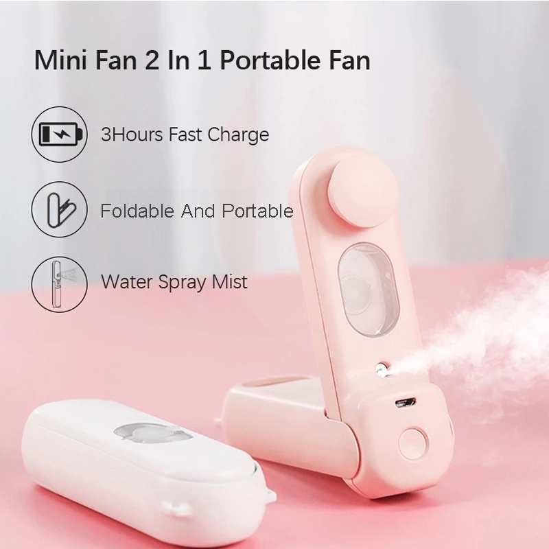 Mini Fan 2 In 1 Portable Fan Humidifier Enduring Silent Foldable Usb ...