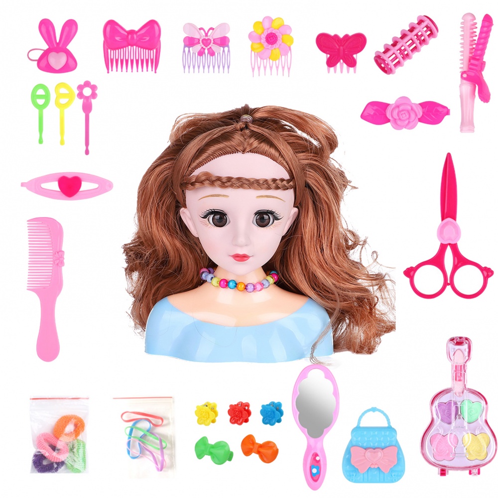 25PCS Set Of Children s Hairdressing Head Makeup Doll mainan budak perempuan Non toxic Washable Cosmetic Toys Makeup Modeling Doll toys for kids girl Shopee Philippines