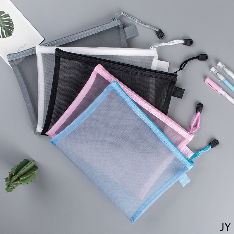 【JY】A4 transparent file bag, mesh zipper bag, information bag, file ...