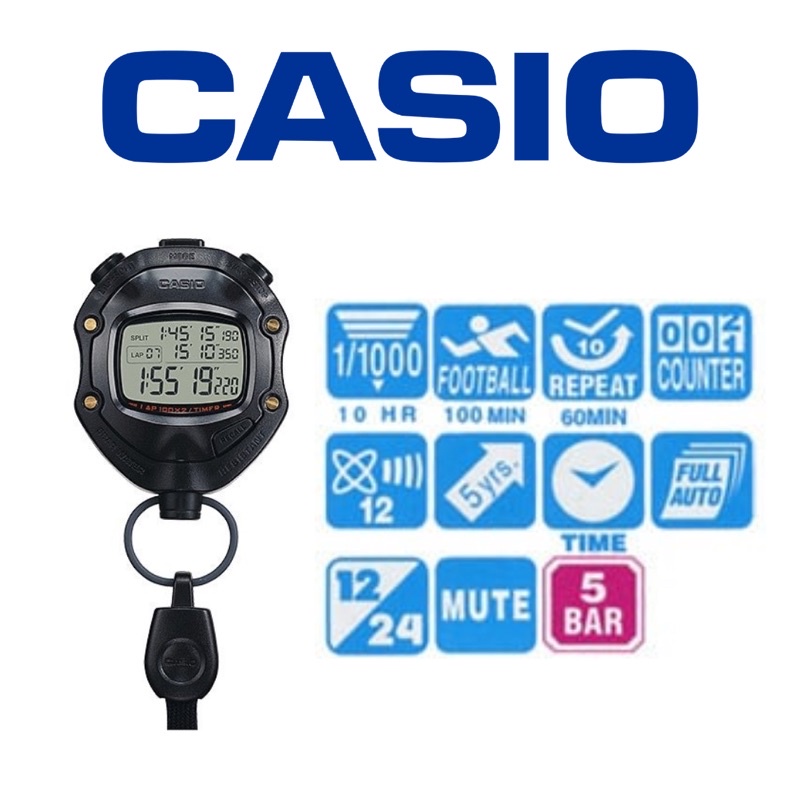 Casio HS80TW1EF Digital Black Stopwatch Shopee Philippines