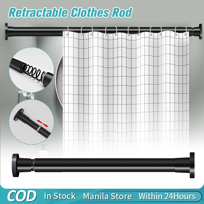 Adjustable Shower Curtain Rod No Drilling Retractable Clothes Rod ...