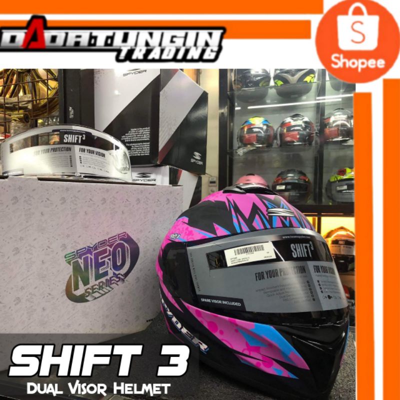 SPYDER Shift 3 GD Dual Visor Helmet w/ Free Extra Clear Visor | Shopee ...