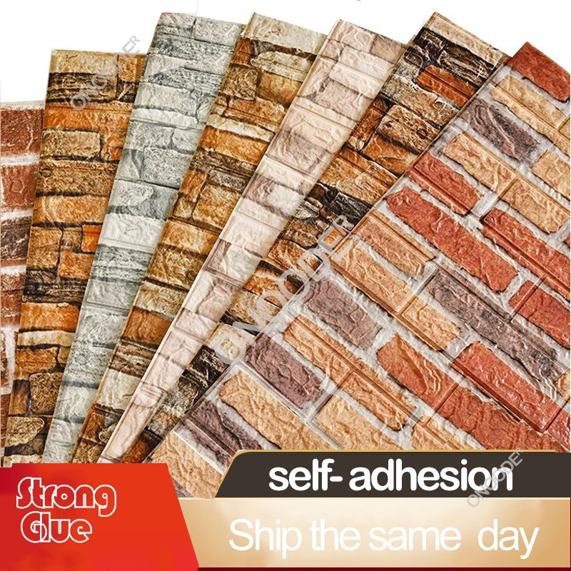 Adhesive 3D Wallpaper Waterproof Wall Panner Brick Wall Sticker ...