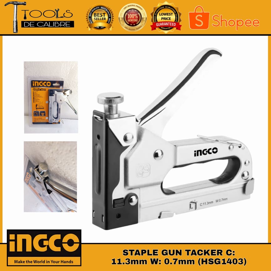 INGCO Staple Gun C 11.3mm W 0.7mm (HSG1403) Shopee Philippines