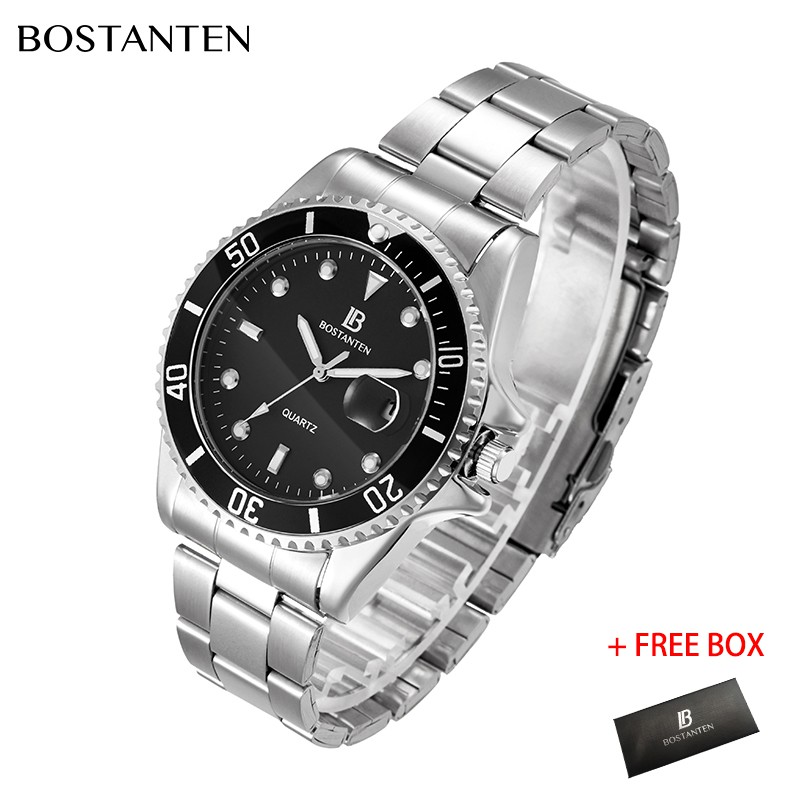 COD Bostanten Watch for Men Original Waterproof Stainless Steel Men Watch Automatic Calendar Relo for Men Free box 1