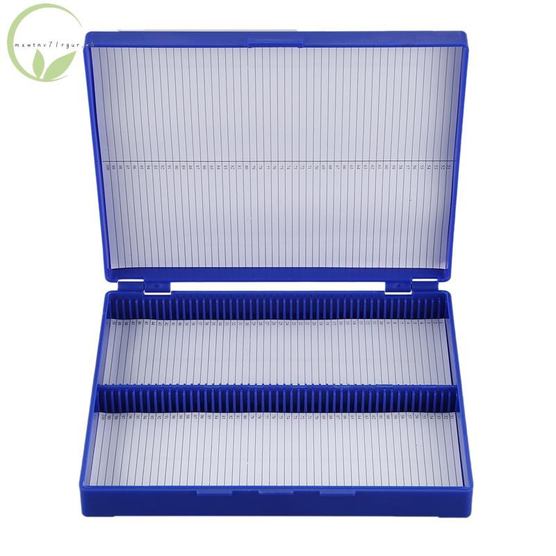 Royal Blue Plastic Rectangle Hold 100 Microslide Slide Microscope Box ...