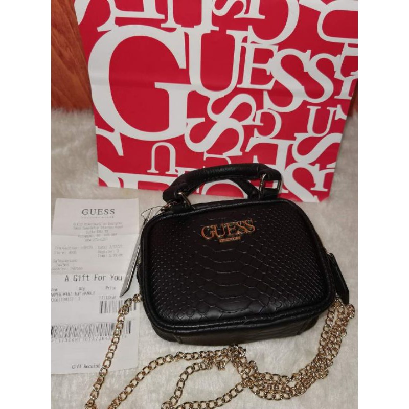 Guess Mini Bag Guess Harper Mini Bag with Sling Black Snake Color