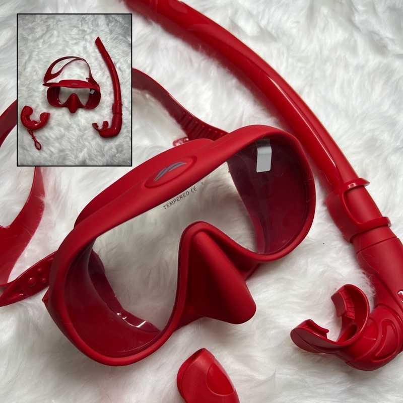 Calypso Freediving Mask snorkel Tempered Glass (red, yellow, violet