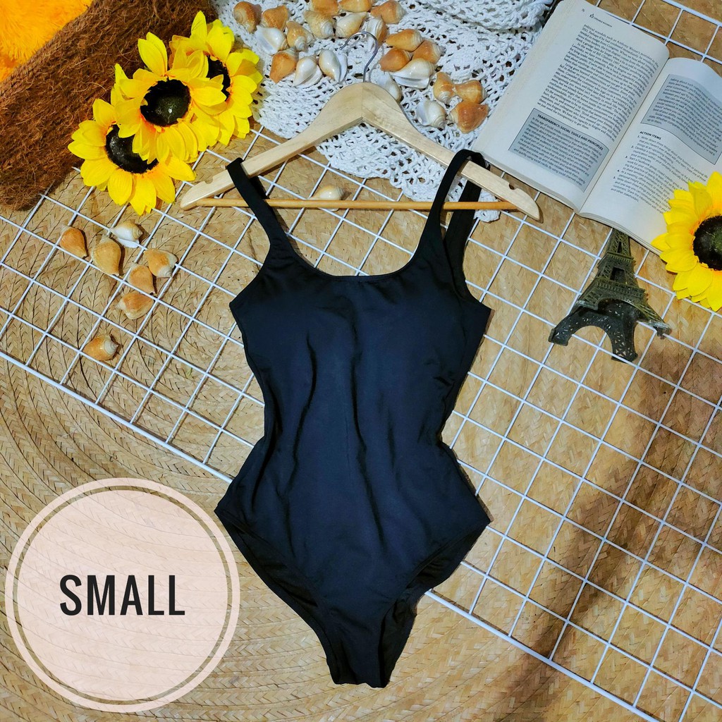 One piece swimsuit bikini plain black swimwear colorful bathing