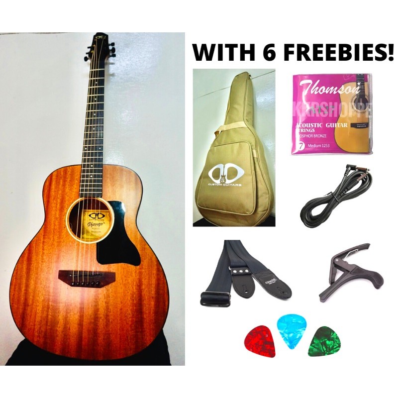 D&D Django Jr Acoustic With 5 GUITAR ACCESSORIES AND BUILTIN TUNER 100