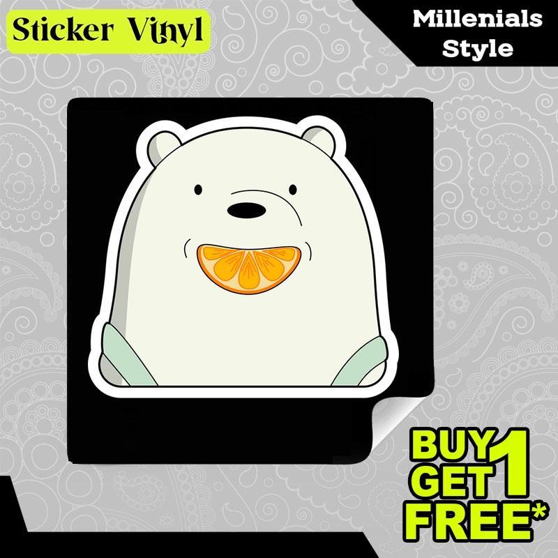 We Bare Bears Ice Bear Sticker with Orange Aesthetic Children's ...