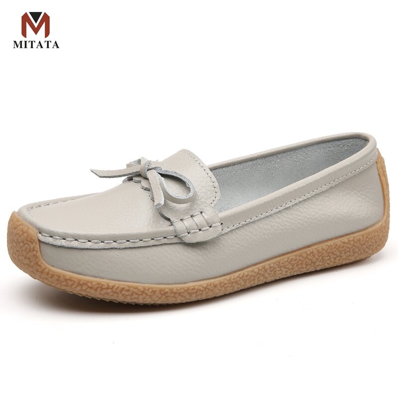 MITATA Quality Leather Loafers Women Shoes | Shopee Philippines