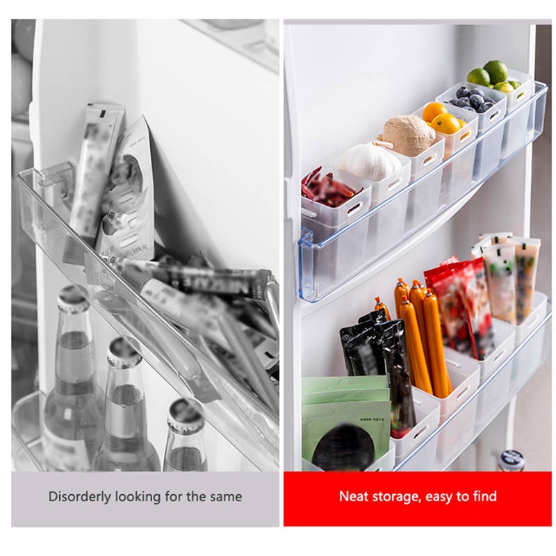 2pcs Refrigerator Side Translucent Sorting Storage Box Fridge Organizer ...