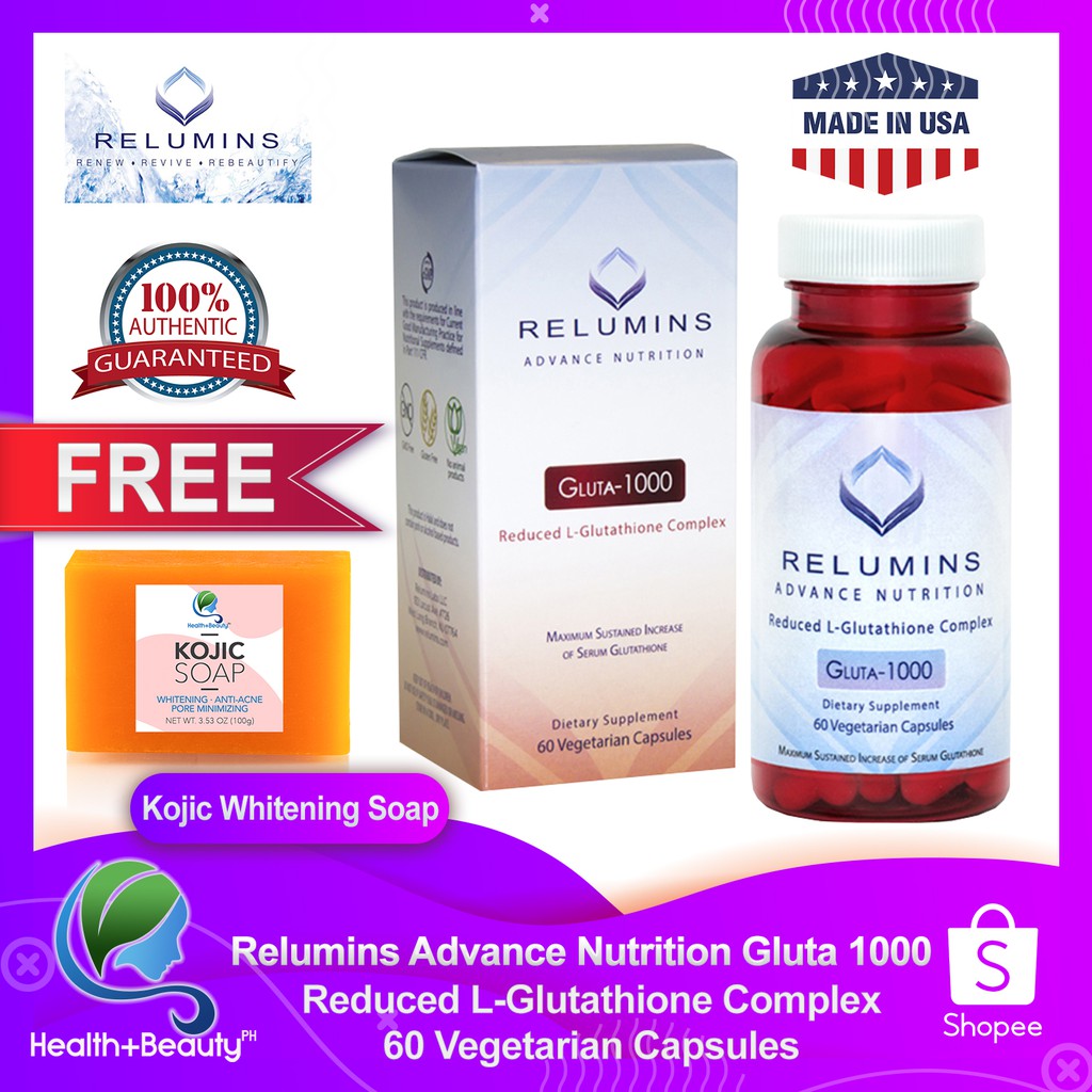 Relumins Gluta 1000 - 60 CAPSULES -Advanced Nutrition Reduced L- Glutathione  Complex (FDA REGISTERED) KANNA BEAUTY - Best Prices and Online Promos - May  2026 | Shopee Philippines