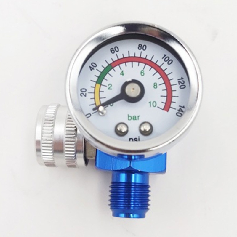 Compact 1/4” Spray Paint Gun Air Pressure Regulator Pressure Gauge 0 to