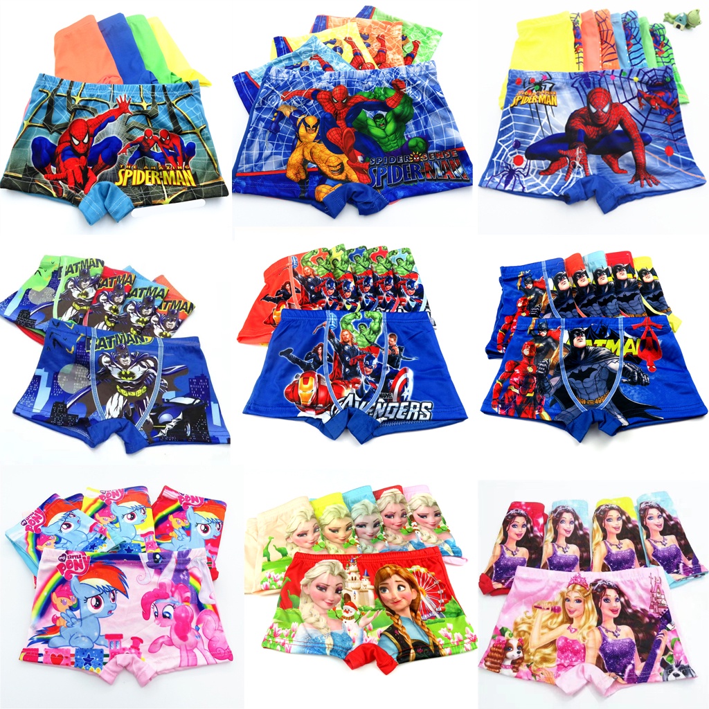 4 PACK Baby Kids Boys Cartoon Underwear Boxer Shorts Frozen Elsa Hulk