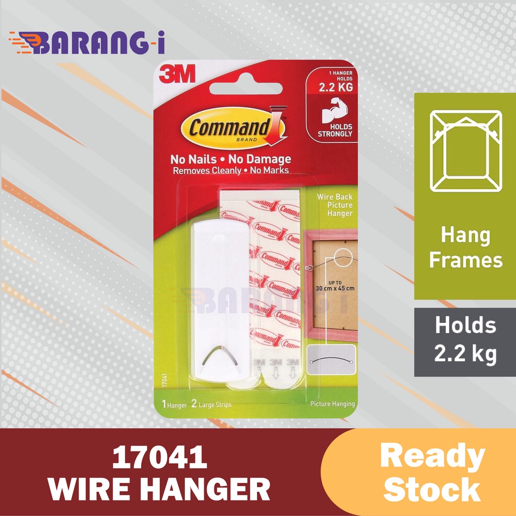 3M Command 17041 2.2kg Wire Back Picture Hanging Frame Hook Wall ...