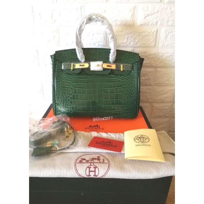 Hermes birkin green online crocodile