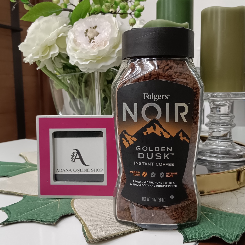 Folgers Noir Instant Coffee, Golden Dusk Medium Dark Roast, 7oz (200g