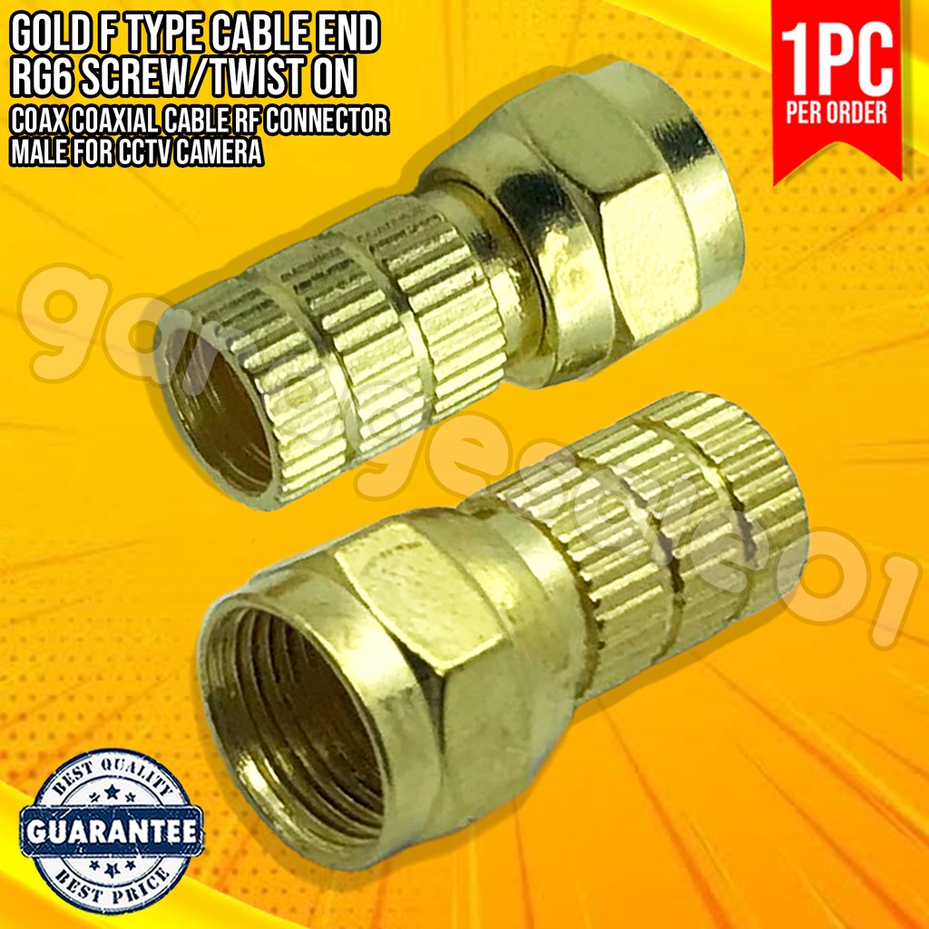 🟨Gold F Type Cable End RG6 Screw/Twist On Coax Coaxial Cable RF