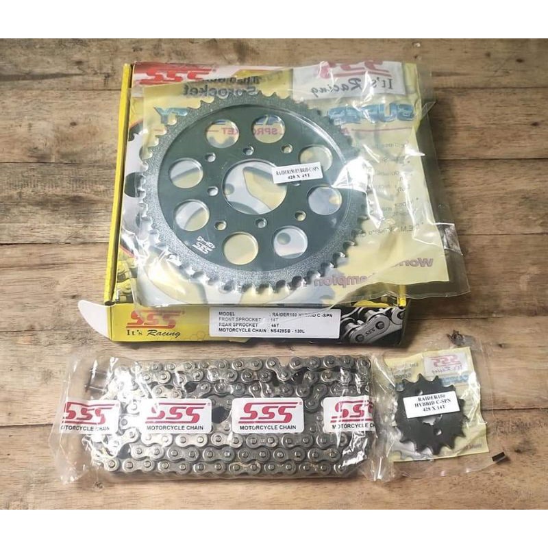 SSS CHAIN SET NICKLE CHROME CHAIN SET RAIDER150 CARB FI | Shopee ...