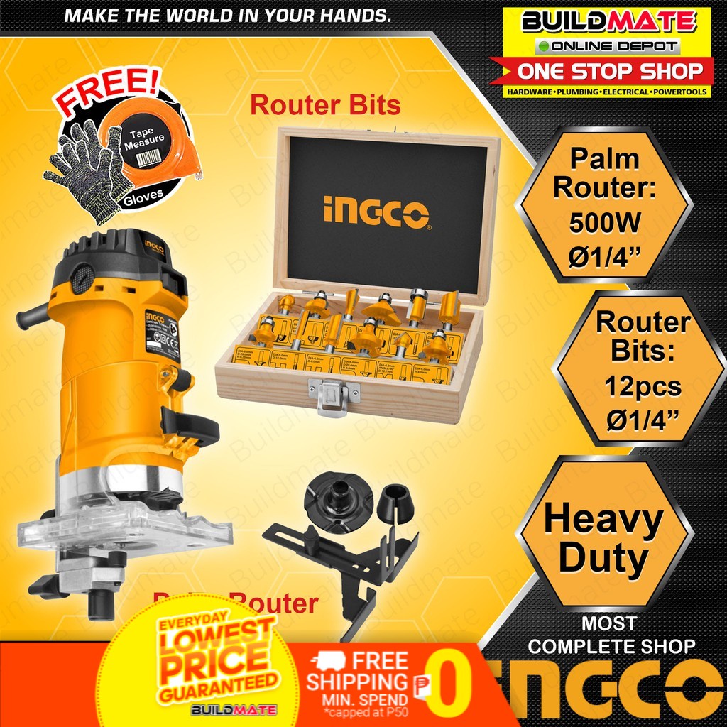 BUILDMATE Ingco [BUNDLE] Palm Router Trimmer Laminate 500W PLM5002 w