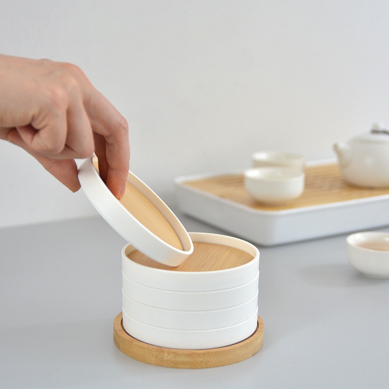 Nordic wood light luxury 5-piece tea mat cup mat home decoration ...
