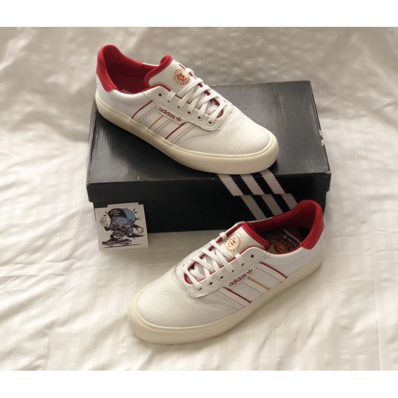 Adidas x evisen 3mc cheap skate shoes  white/scarlet/gold metallic