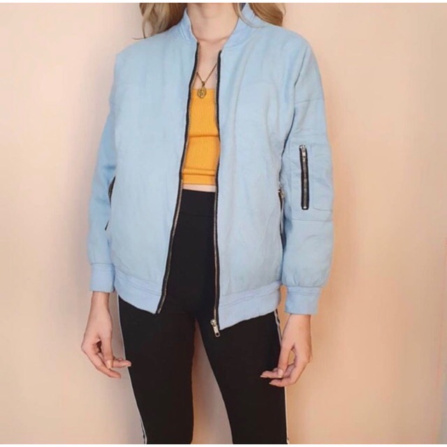 Light blue hot sale bomber jacket