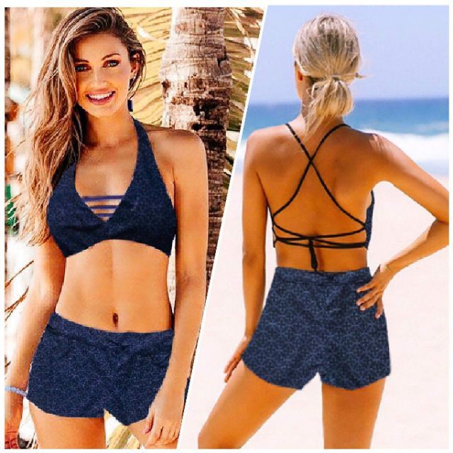 bralette swim suit sports bra Womens Plain Bikini Set Top Shorts Swimsuit