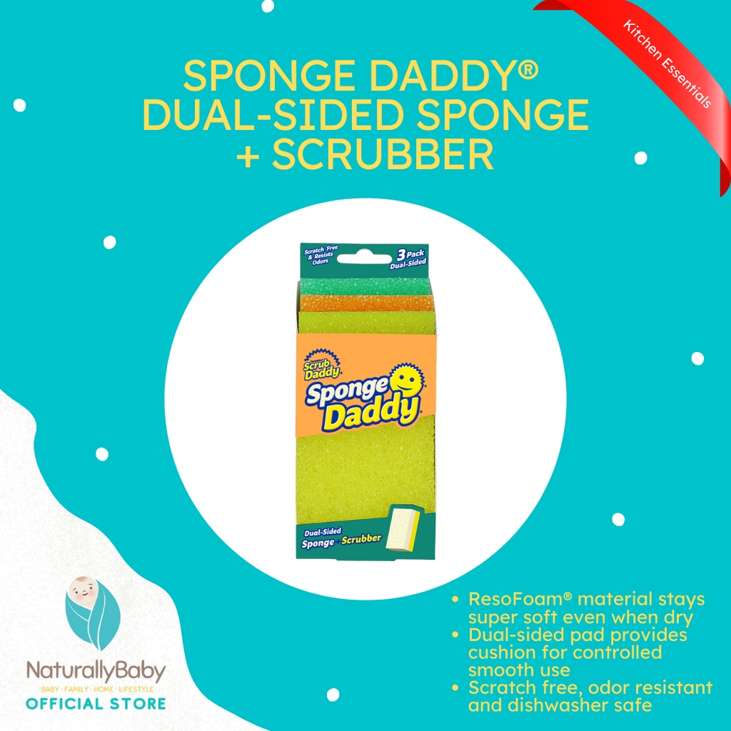 Sponge Daddy Dual-Sided Sponge + Scrubber | Shopee Philippines