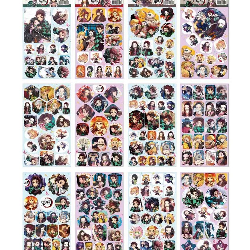 12 sheets of Demon Slayer Stickers Kimetsu No Yaiba | Shopee Philippines