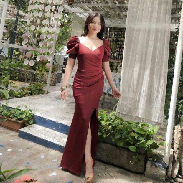 Arianna Neoprene Long Dress Gown Shopee Philippines