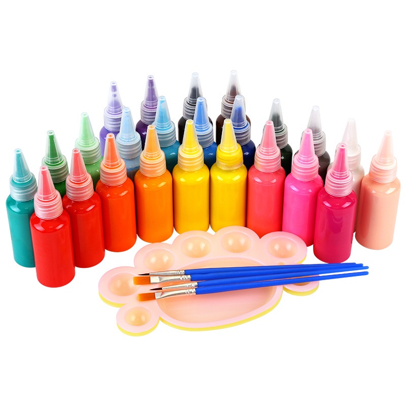 24 Colors 30ML Acrylic Paint Children Graffiti DIY Gypsum Wall Newspaper Finger Painting Safe