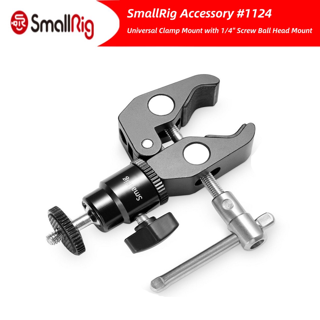 SmallRig Universal Camera Super Clamp Mount with 1/4" Screw Ball Head