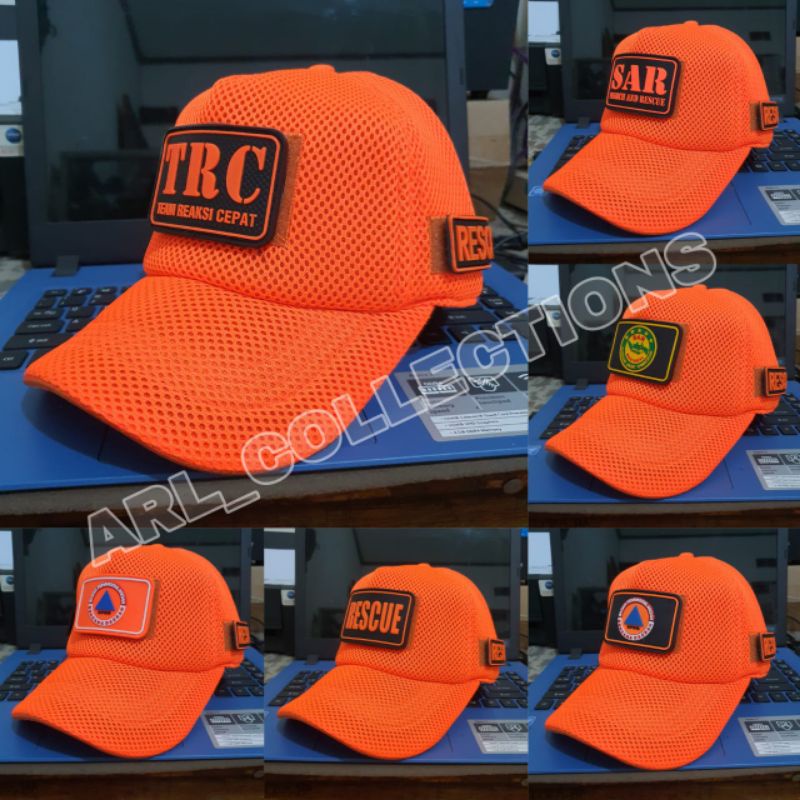 Double mes orange net hat bpbd - rescue - trc - sar - velcro net hat ...