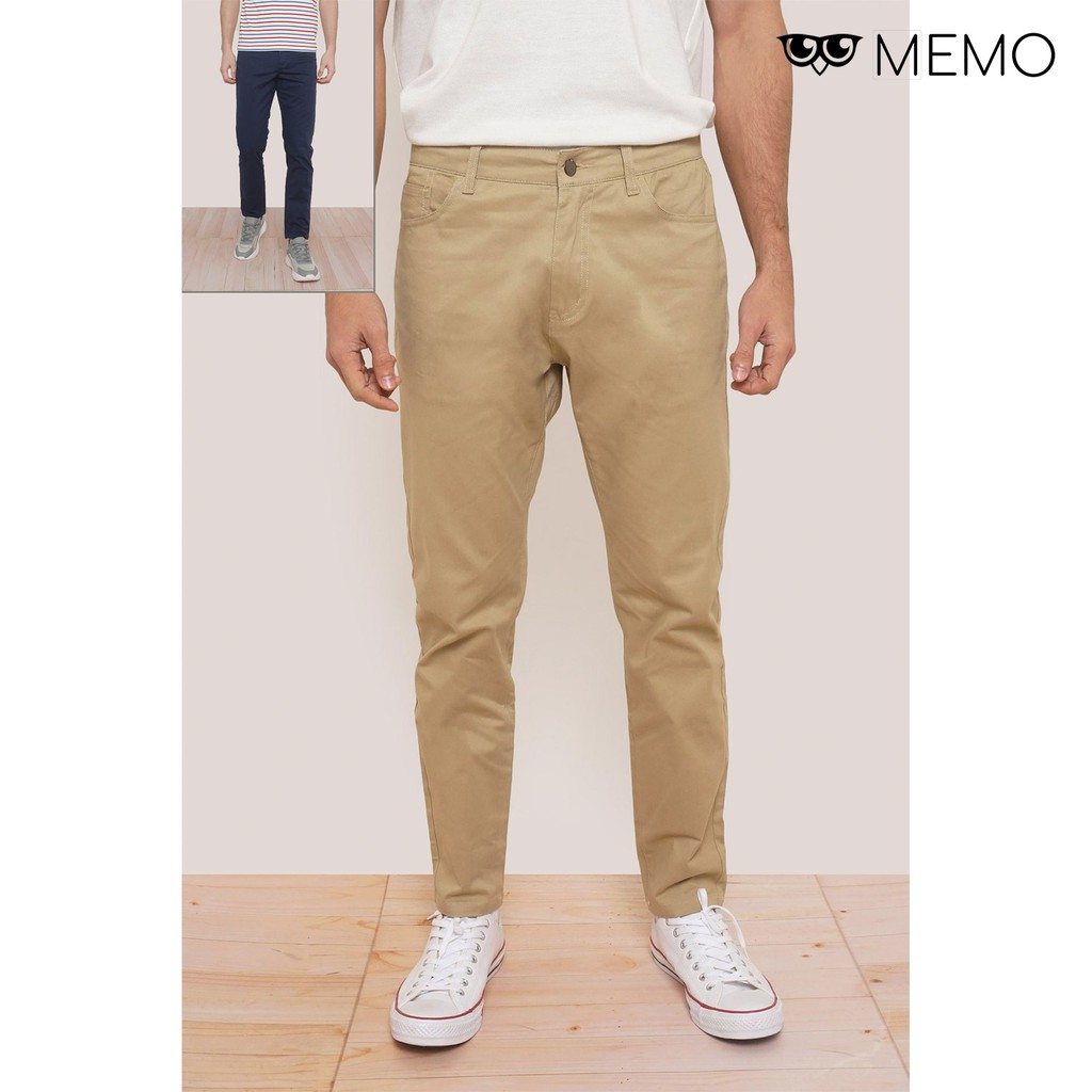 Memo Ultimate Basics Easy Wear Trousers For Men (Khaki/Navy Blue ...
