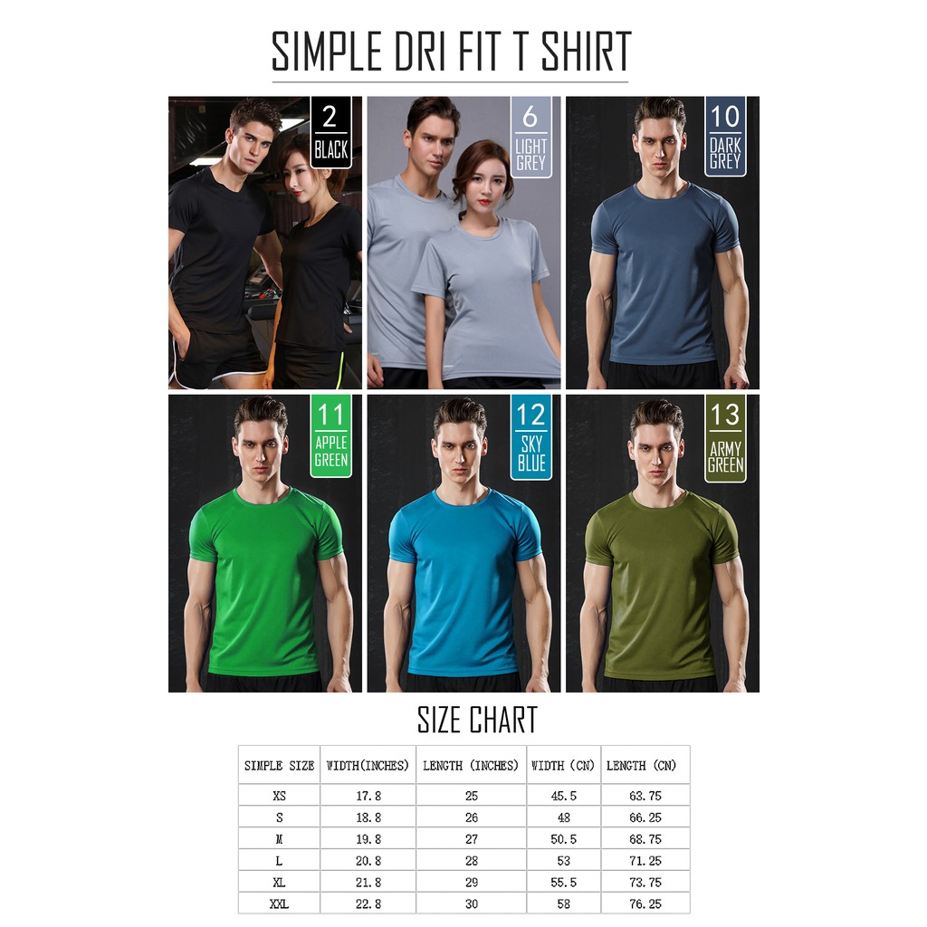SIMPLE DRI - FIT T SHIRT Men & Women Amercan Plain color | Shopee ...