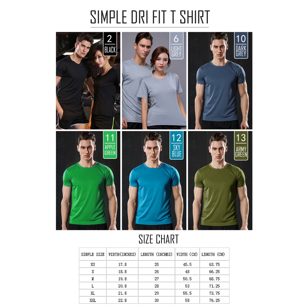 SIMPLE DRI FIT T SHIRT Men & Women Amercan Plain color Shopee