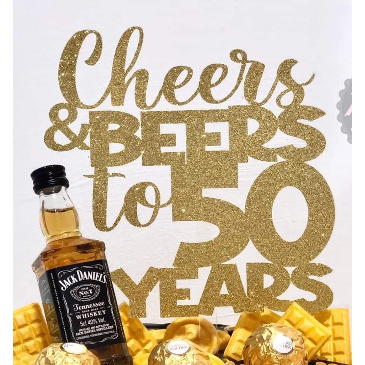 Cheers and Beers to 50 years cake topper | Shopee Philippines