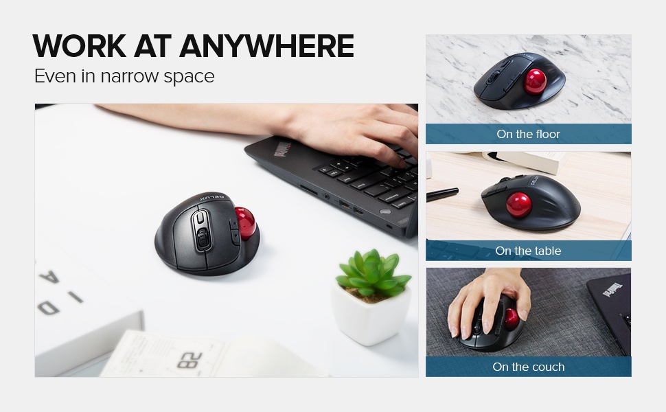 Delux MT1 White Wireless Ergonomic Removeable Trackball Mouse ...
