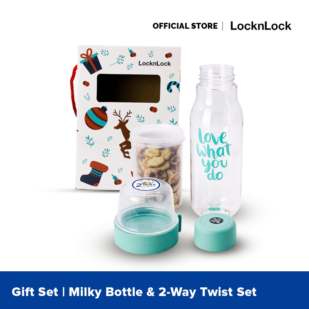 LocknLock Christmas Gift Set Water Bottle & 2Way Twist Set LLS213S2