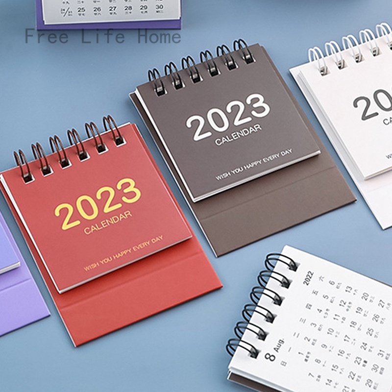 2023 Simple Mini Desktop Paper Simple Calendar Dual Daily Scheduler Table Planner Yearly Agenda