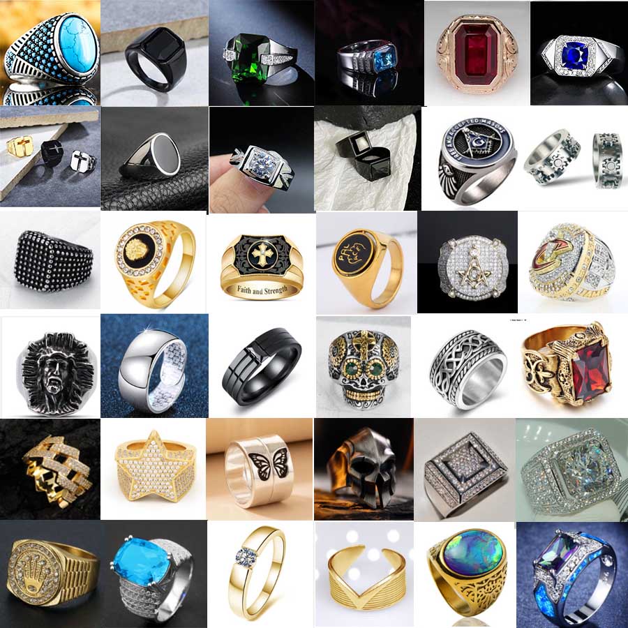 Thousands of Styles Random Men Punk Fashion Jewelry Silver Gold ...