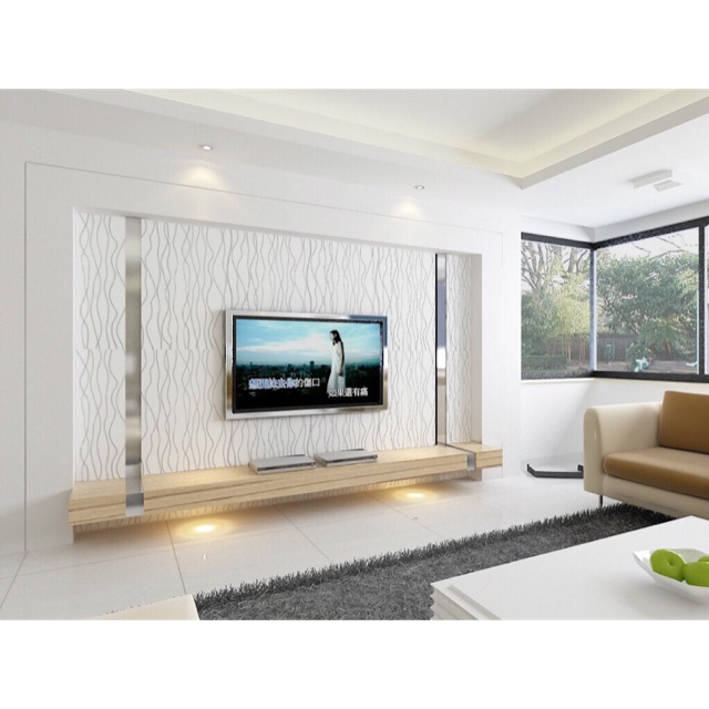 Aceking Wallpaper White Silver Spiral Lining Wall Sticker PVC Self ...