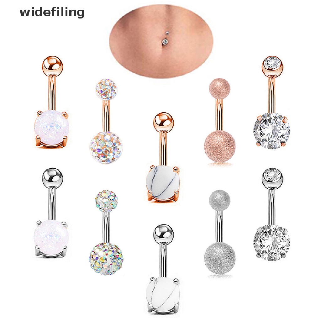 Widefiling widefiling 1Set Navel Belly Button Ring Barbell Rhinestone ...